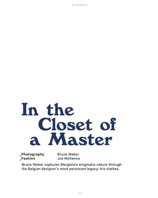 In the Closet of a Master — Mastermind Magazine