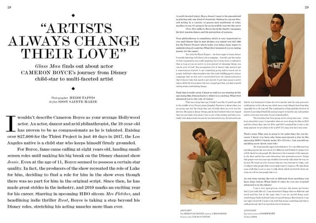 Cameron Boyce: Artists always change the... — Glass Man