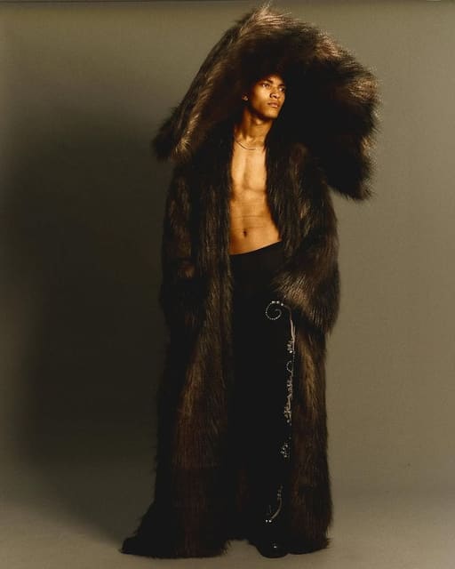 Faux Fur Length Duster Robe and Bucket Hat by Edward Lane — Bluemarble