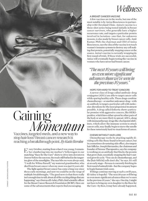 Breast Cancer Research is Gaining Moment... — Elle U.S.