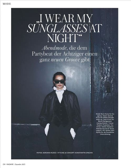 I wear my sunglasses at. night — Madame Germany