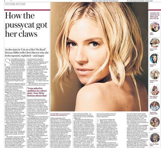 Sienna Miller for The Daily Telegraph: R...